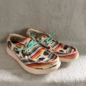 Ariat Women's Canvas Sneakers with Turquoise Laces and Multicolor Stripe Print